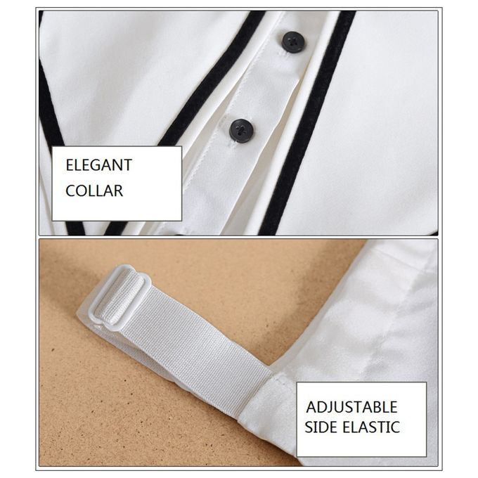 Women White  Half Shirt Blouse Detachable Tops Big Lapel Style2