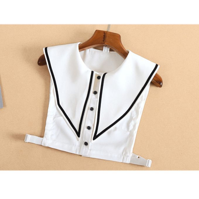 Women White  Half Shirt Blouse Detachable Tops Big Lapel Style2