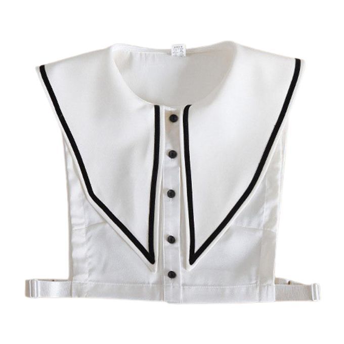 Women White  Half Shirt Blouse Detachable Tops Big Lapel Style2