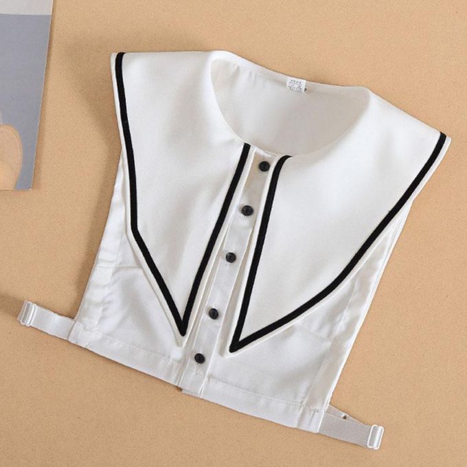 Women White  Half Shirt Blouse Detachable Tops Big Lapel Style2