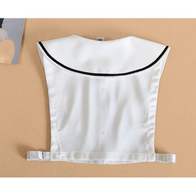 Women White  Half Shirt Blouse Detachable Tops Big Lapel Style2