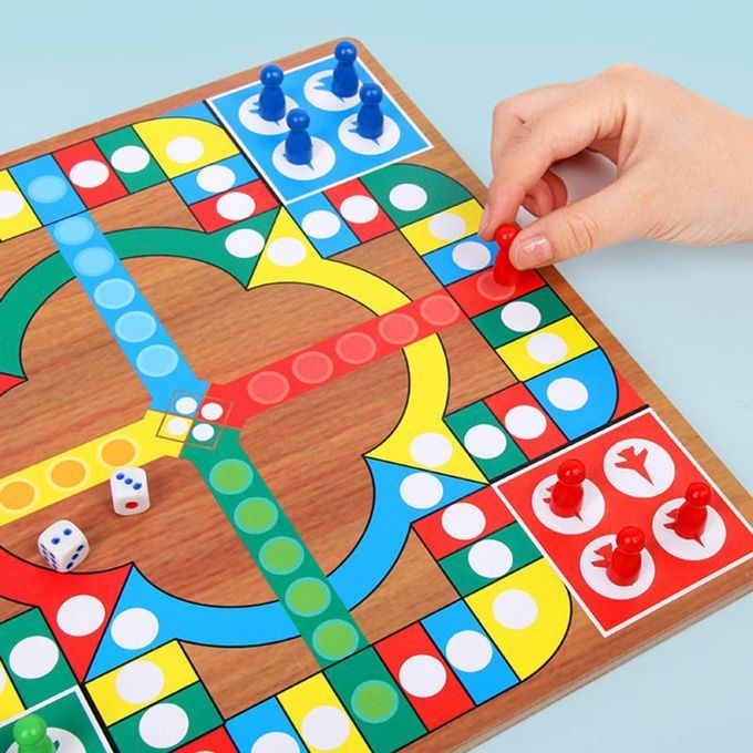 3 In 1 Double-Faced Wooden Flying Ludo Go Game Gomoku-