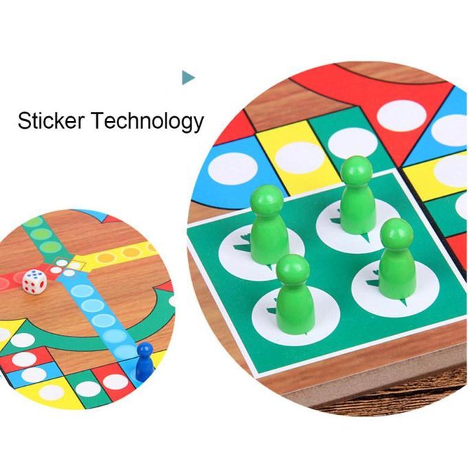 3 In 1 Double-Faced Wooden Flying Ludo Go Game Gomoku-