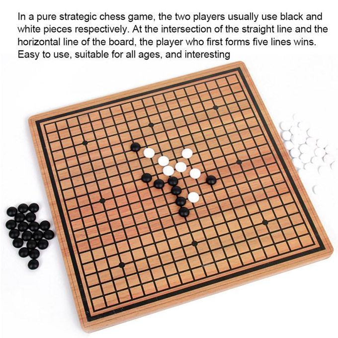 3 In 1 Double-Faced Wooden Flying Ludo Go Game Gomoku-