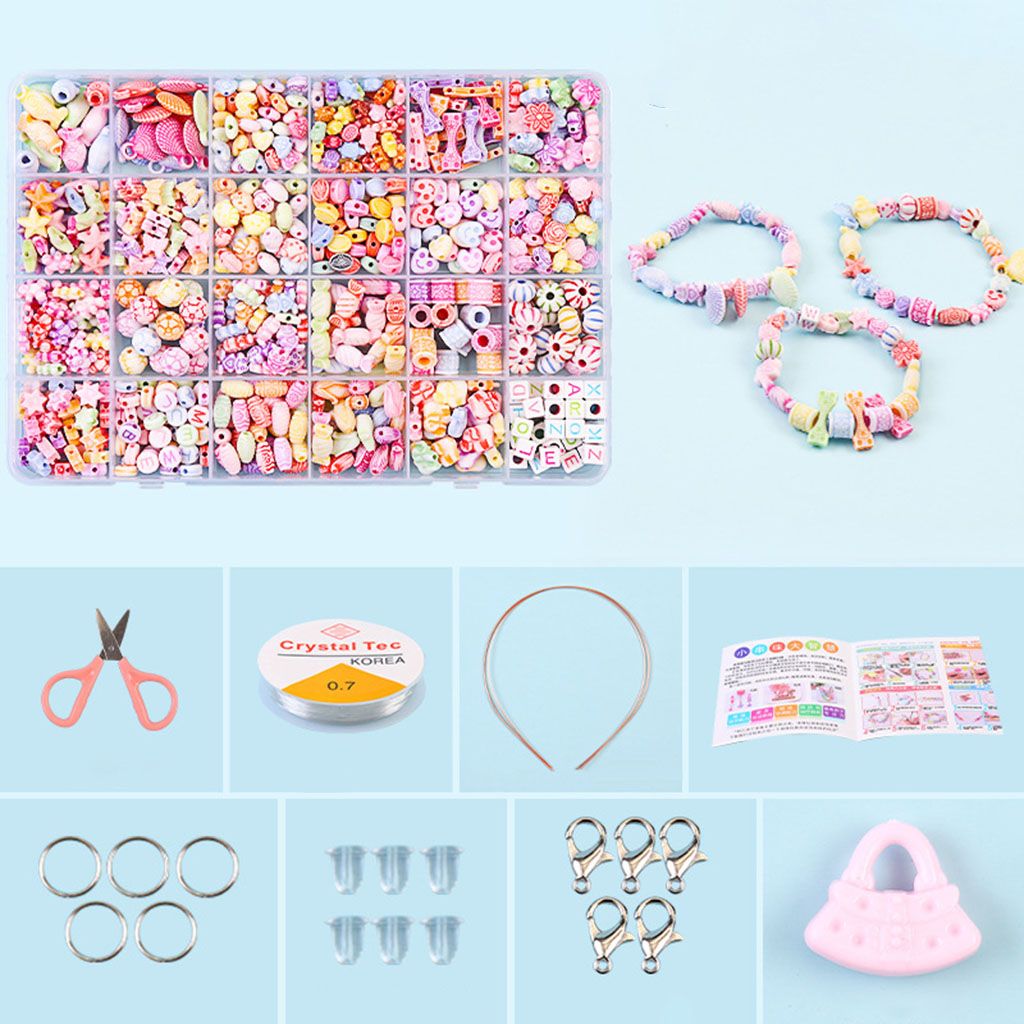 Bracelet Craft Beads Jewellery Making Set Box Kit For Kids Girl Set 9