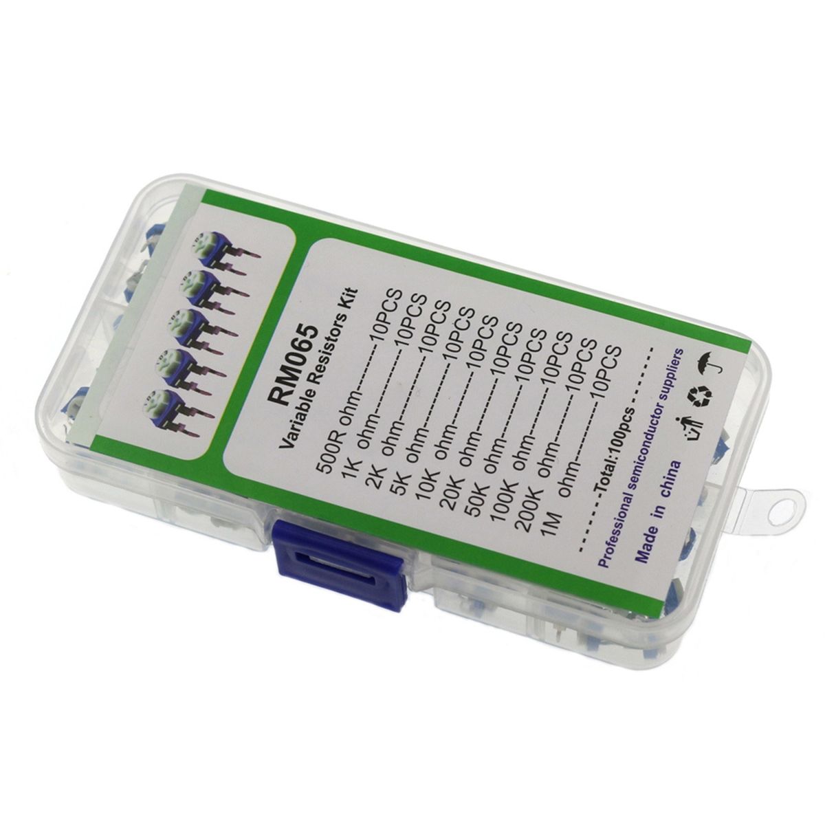 100PCS Potentiometer Variable Resistors Kit 10 Types Value