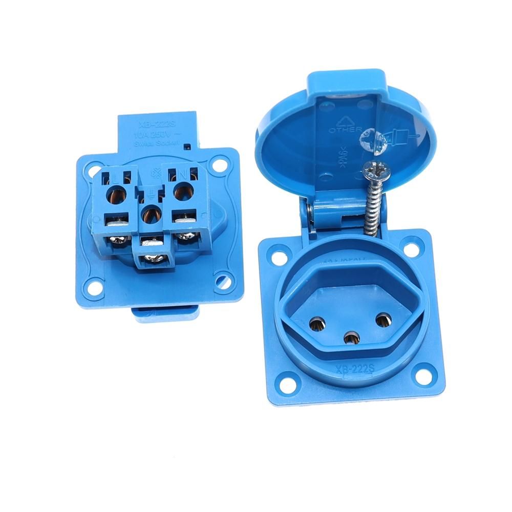 Switzerland Waterproof Industrial Socket IP44 Swiss AC Power Socket 10A Dustproof Power Connector Electrical Socket With Cover
