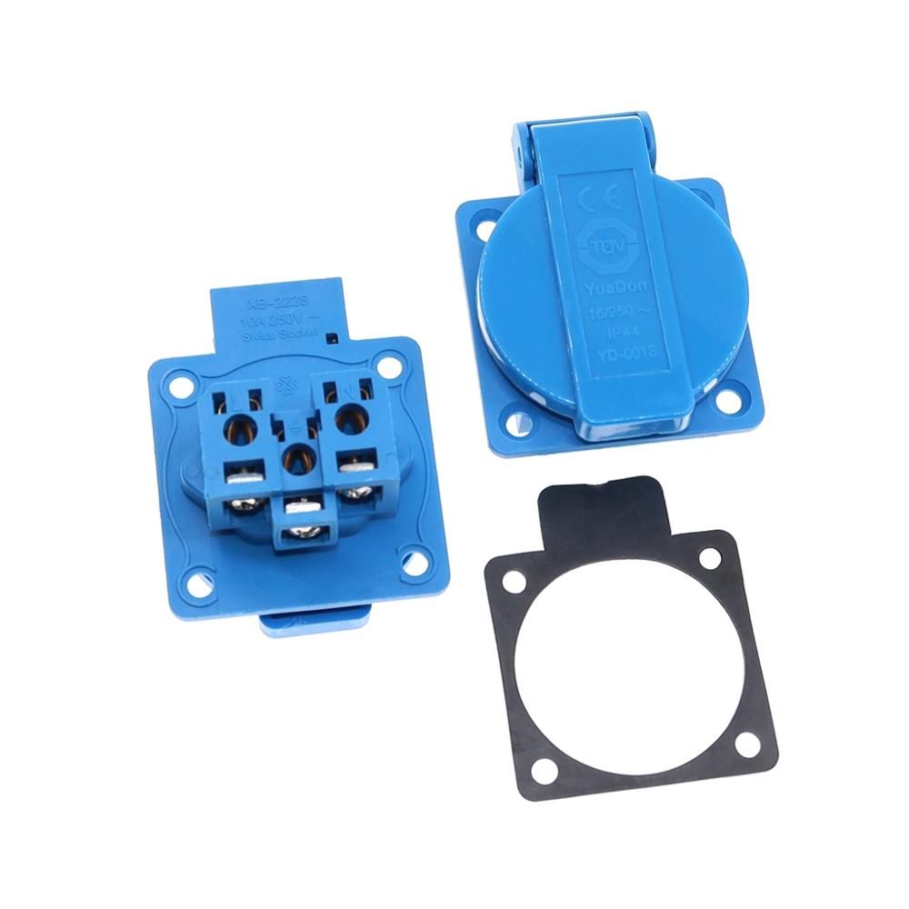Switzerland Waterproof Industrial Socket IP44 Swiss AC Power Socket 10A Dustproof Power Connector Electrical Socket With Cover