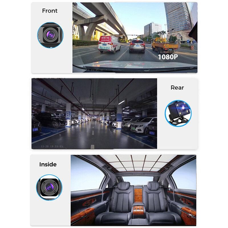 Car Video Recorder 3 in 1 FHD 1080P 3 Camera Car DVR Dashcam Rear View Camera with Rear lens Night Vision For Truck Tax Uber