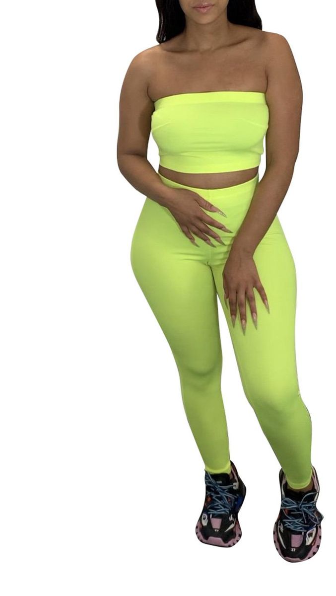 Ts1011 Supply New Women's Casual Pure Color Tube-Top Pencil Pants Sports Two-Piece Set