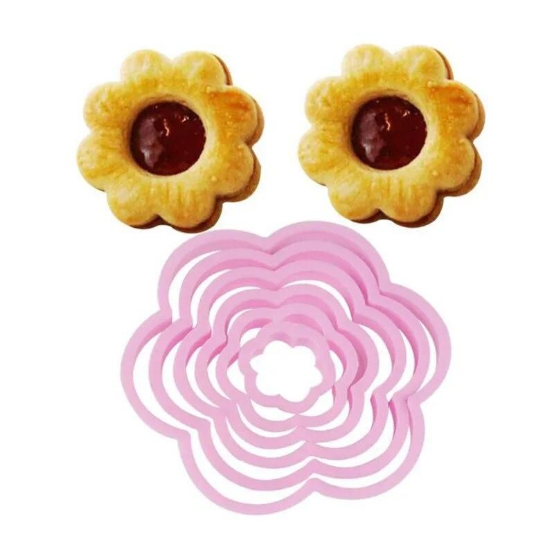6pcs/set Plum Blossom Flower Shape Cookie Cutter Cake Baking Fondant Cake Decorating Tools Biscuit Cookie Mold Cake Tools