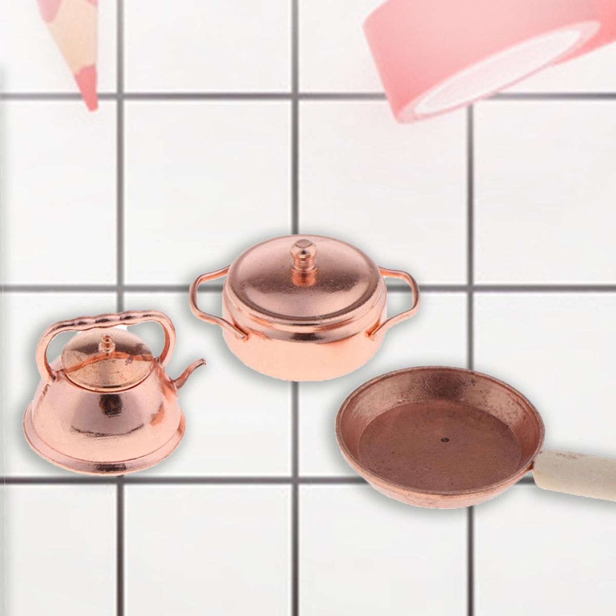 3Pcs Mini Pot Mini Pot Kitchenwares Dollhouse Decor