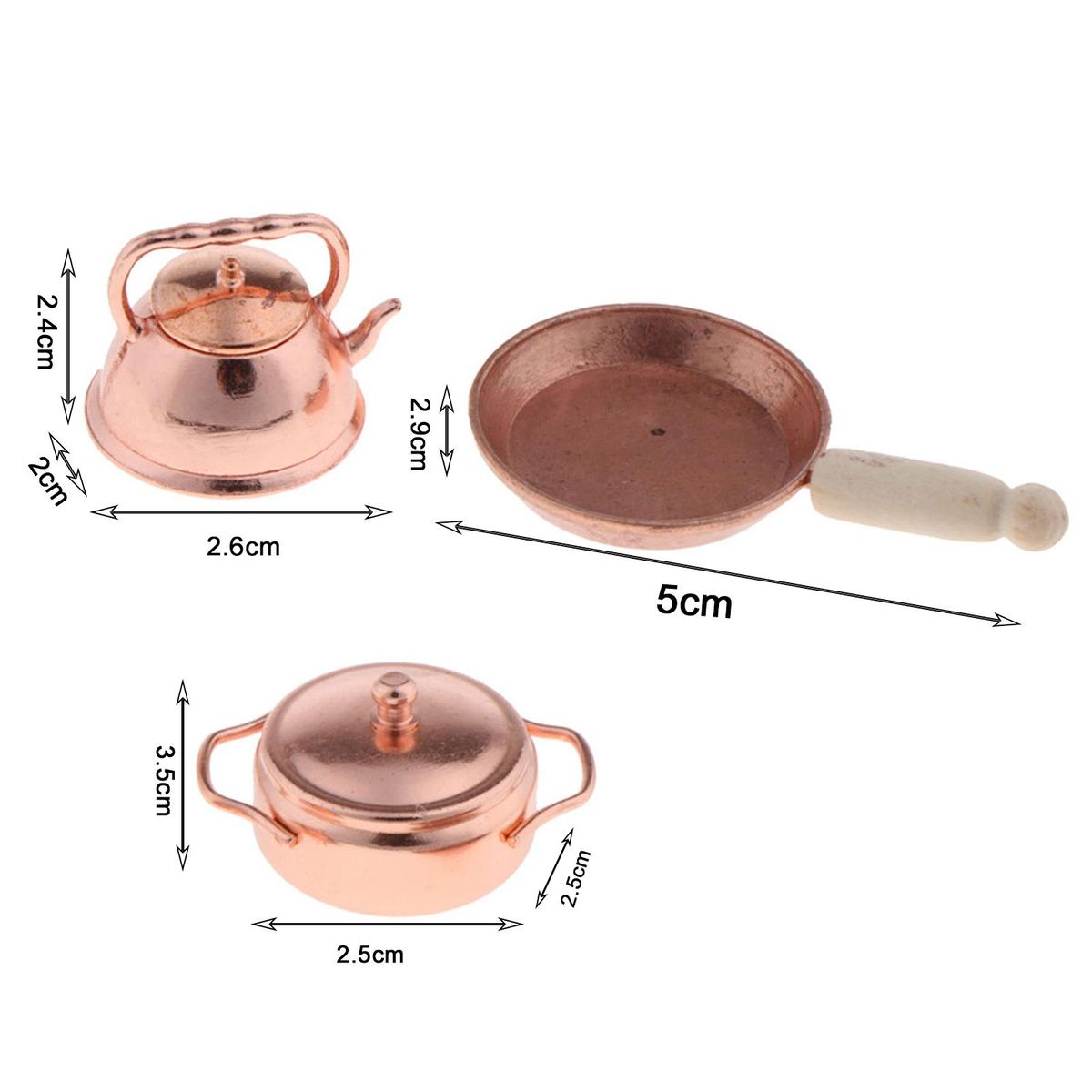 3Pcs Mini Pot Mini Pot Kitchenwares Dollhouse Decor