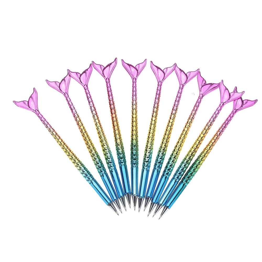 Mermaid Ball Pen Creative Stationery Korean Cute Ballpoint Pen Student Articles Gift Pen 10 Pcs