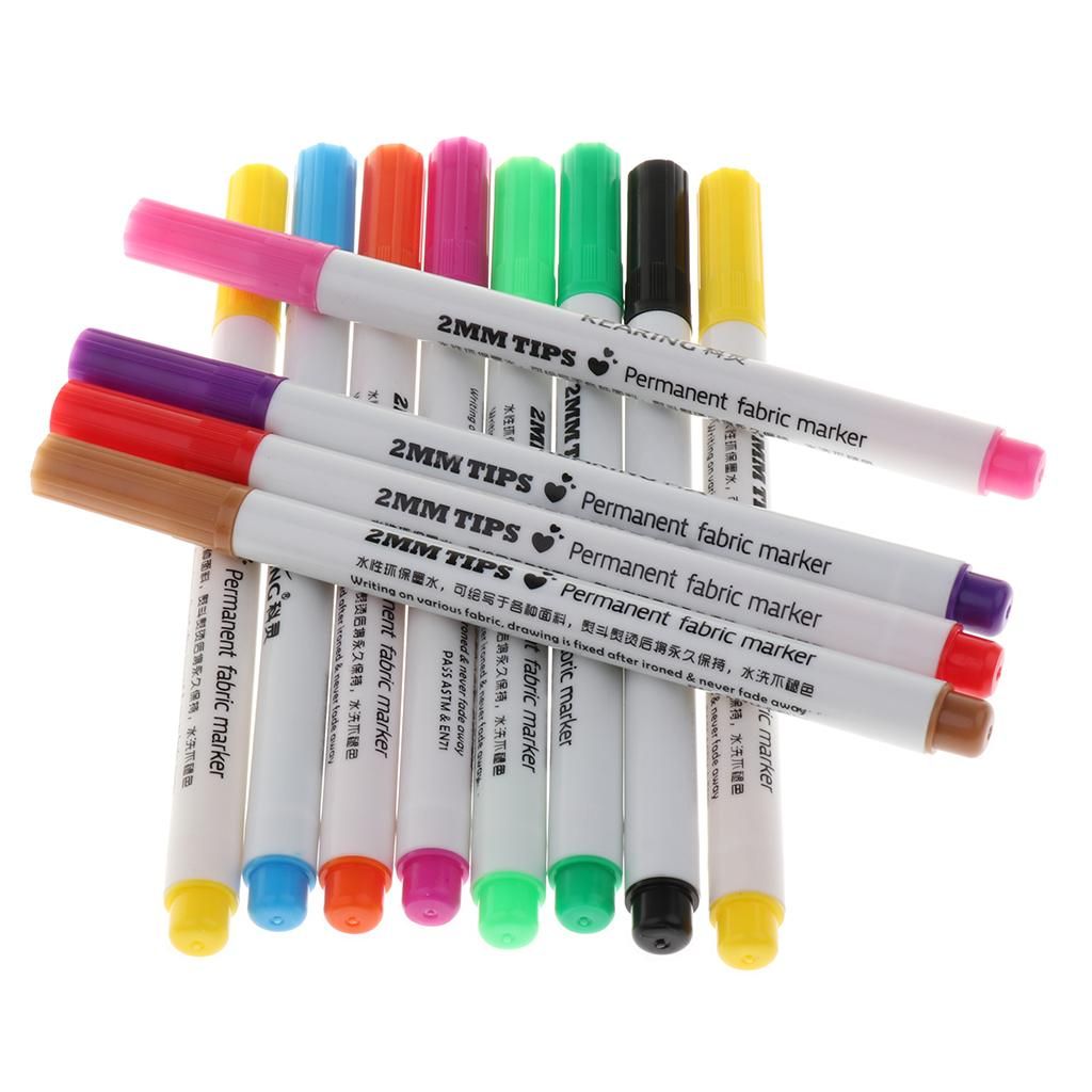 12Pcs T-Shirt Permanent Fabric Paint Marker Pen Textile 12 Colors
