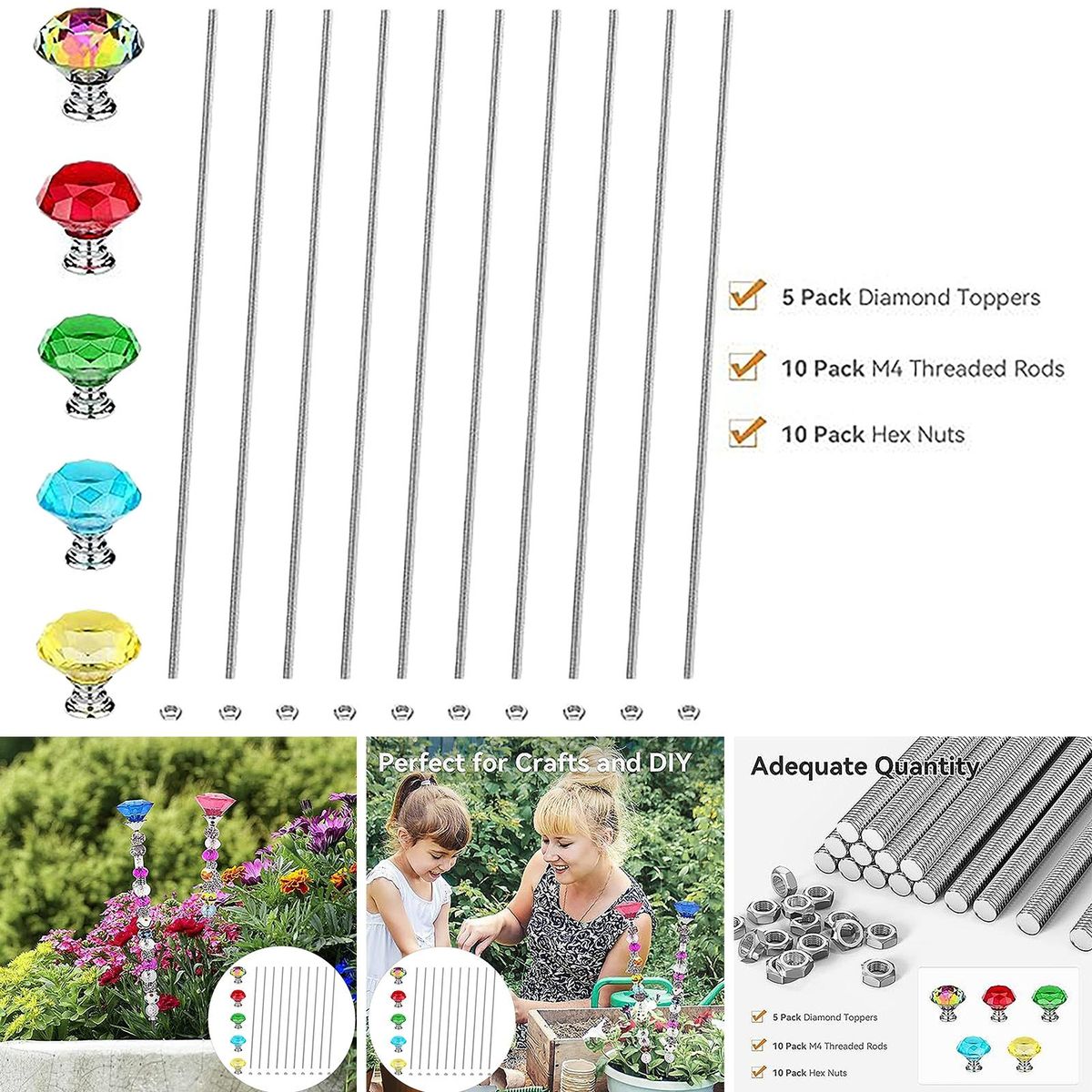 Easy Screw-on Bolt Attachment for Diy Projects Fairy Garden Stake Kit