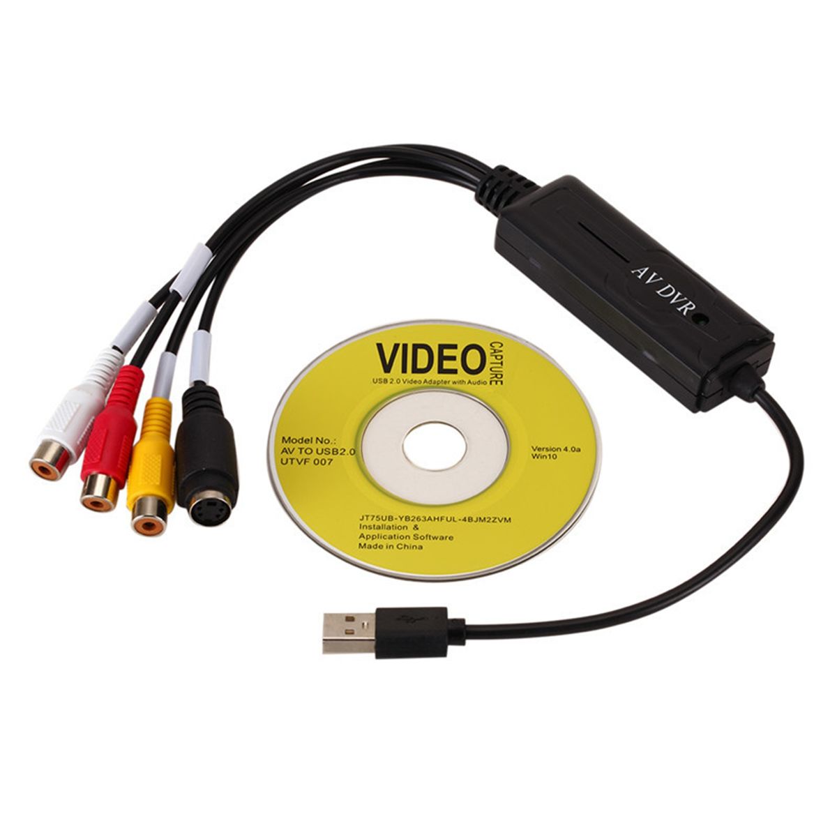 Video Capture Card AV To USB 2.0 Audio Video Black