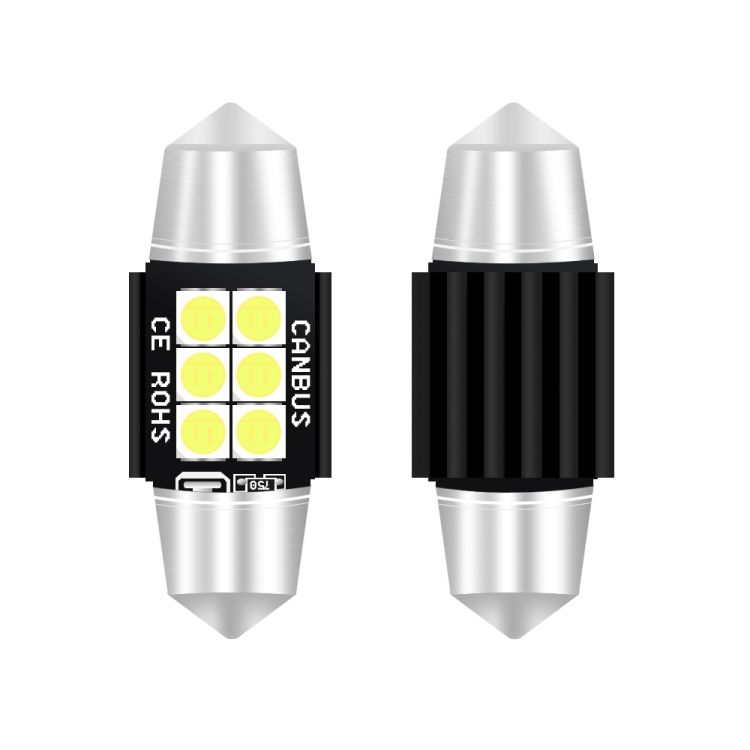 2 PCS 31mm DC12V-24V 3W 6000K 660LM Car Reading Lamp