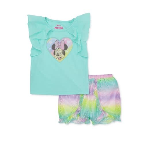 Minnie Mouse Toddler Girl Ruffled Tshirt & Ruffle Shorts 2pcs Set