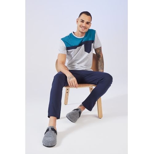 2 Piece Men Regular Fit Crew Neck Short Sleeve & Trouser