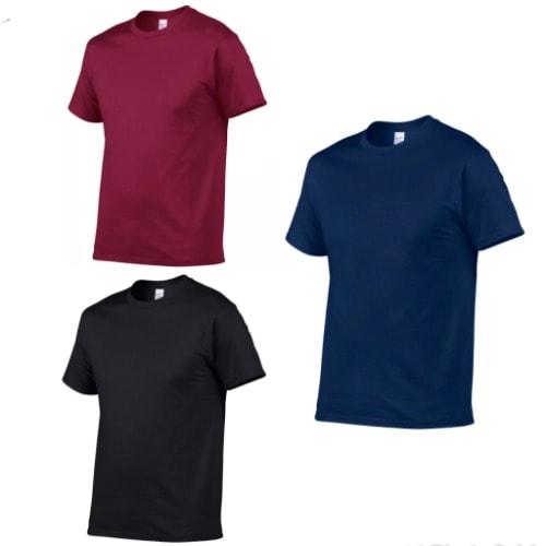 T-shirts - Black + Blue & Wine - 3pcs