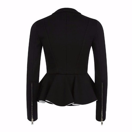 Long Sleeve Jacket with Front Zip - Black