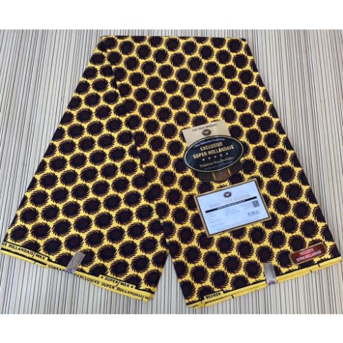 Yellow Ankara With Tiny Brown Circle Design - 6yards