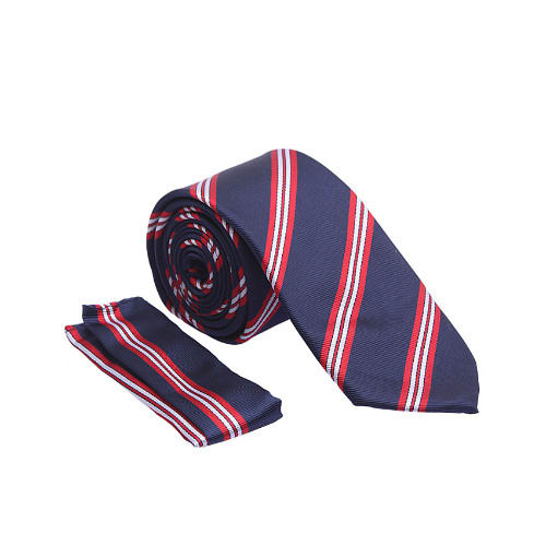 Blue with Tiny Red & White Stripe Tie