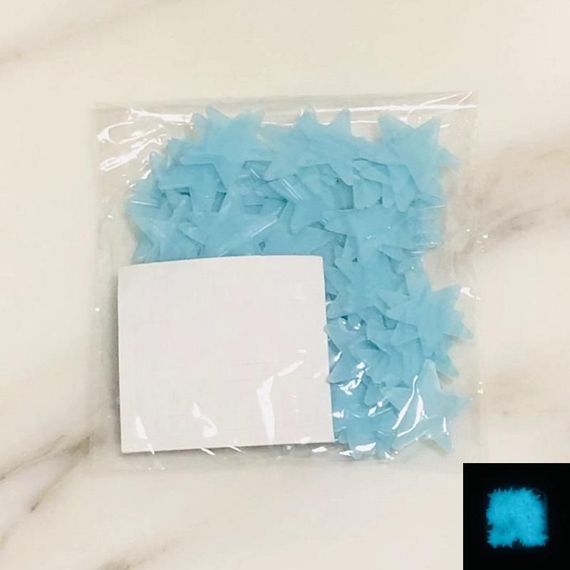 100PC Pvc Stars Glow Stickers Luminous In Dark Night Fluorescent wall Art Blue