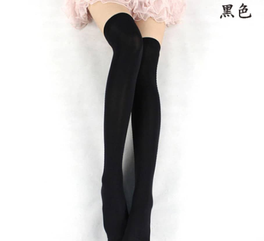 Above The Knee  Very Stretchy Velvet Socks-Black