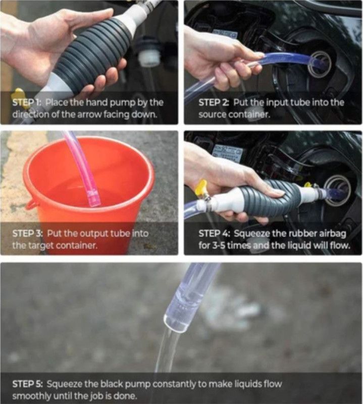 Car Tank Sucker Petrol Oil Transfer Car Pump With 150cm Hose Manual Pump