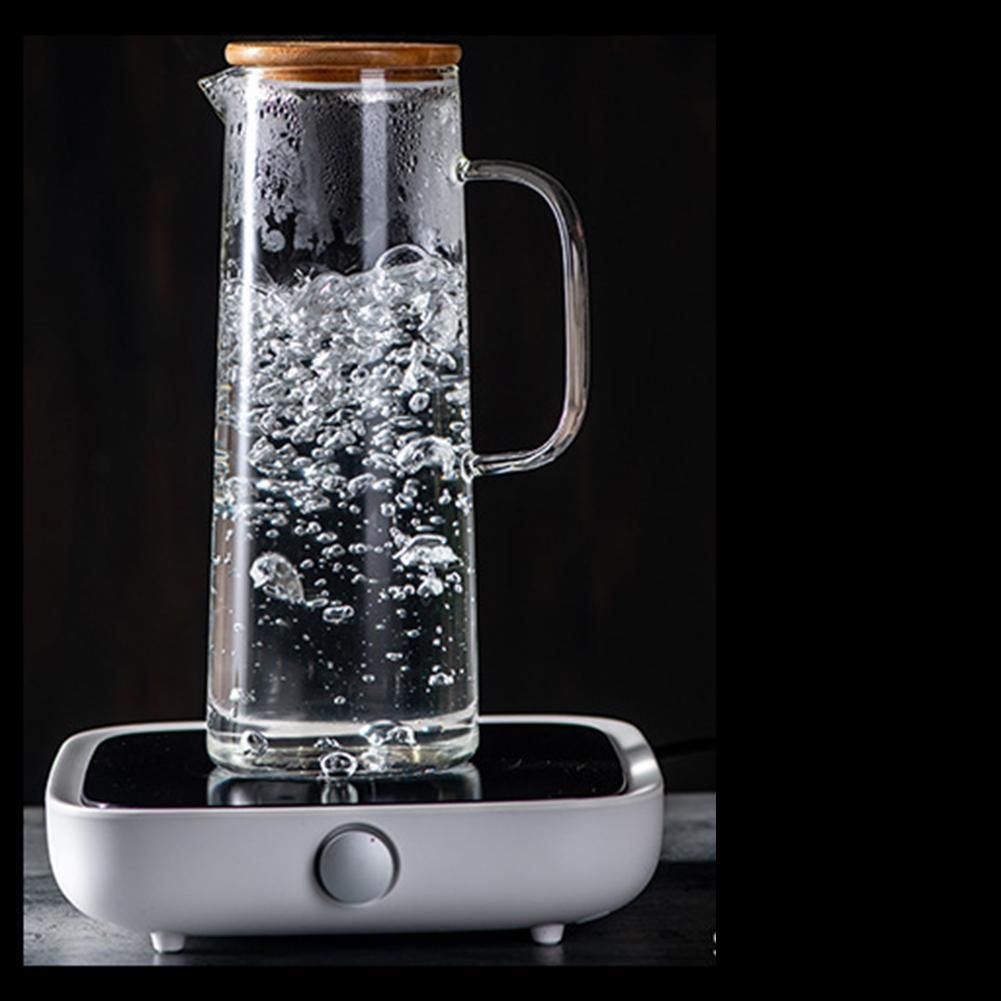 1.7L Glass Water Pitcher with Handle Bamboo Lid Heat Resista