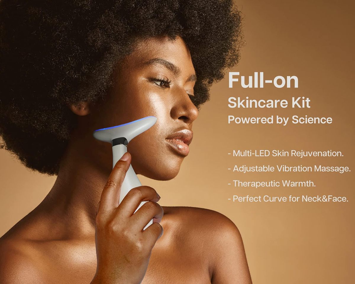 Neck Face Massager, Face Sculpting Tool, Skin Rejuvenation Device with Thermal, Triple Action LED and Vibration, for Anti-Aging Gua Sha Tool