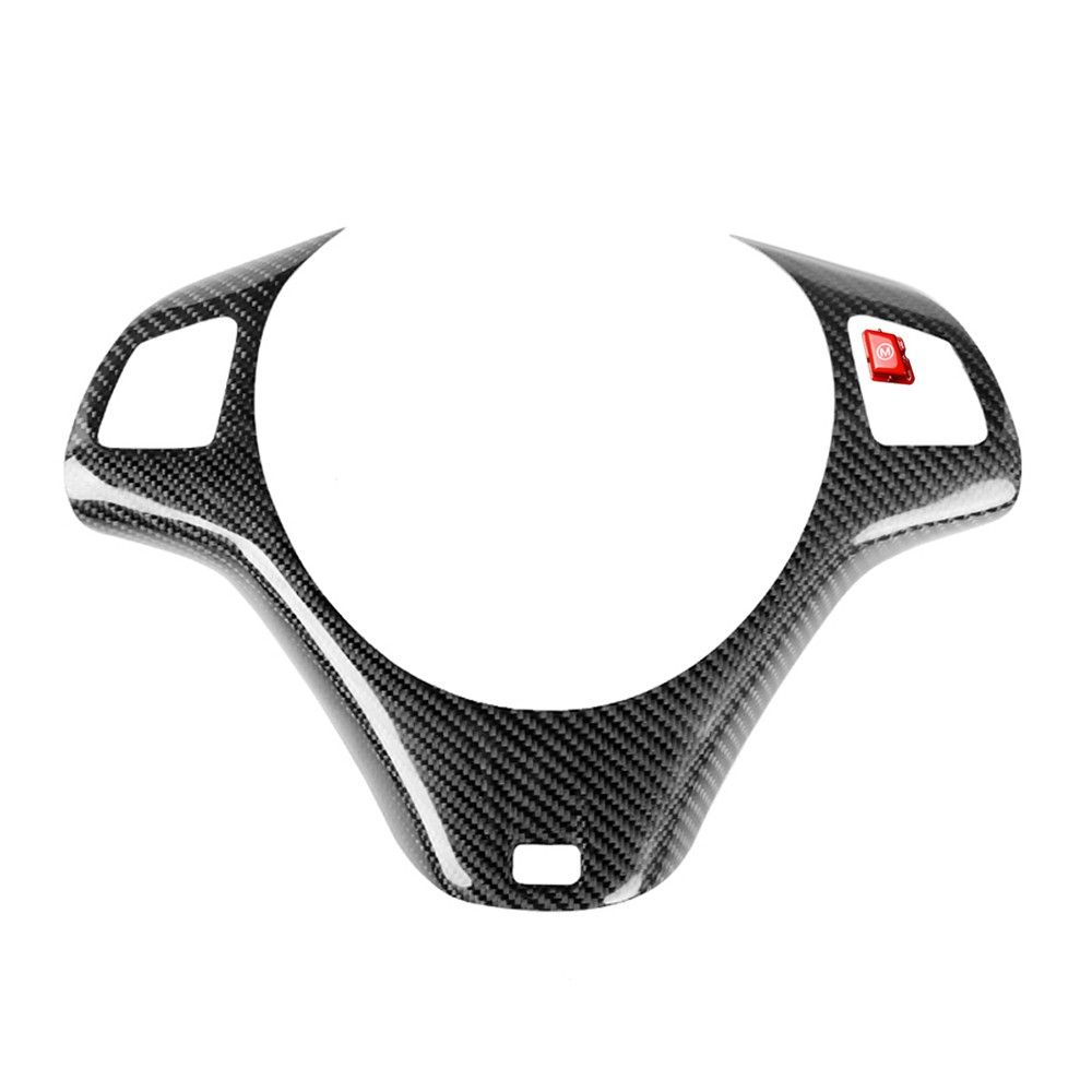 Carbon Fiber Steering Wheel Sticker   Red M Button Trim