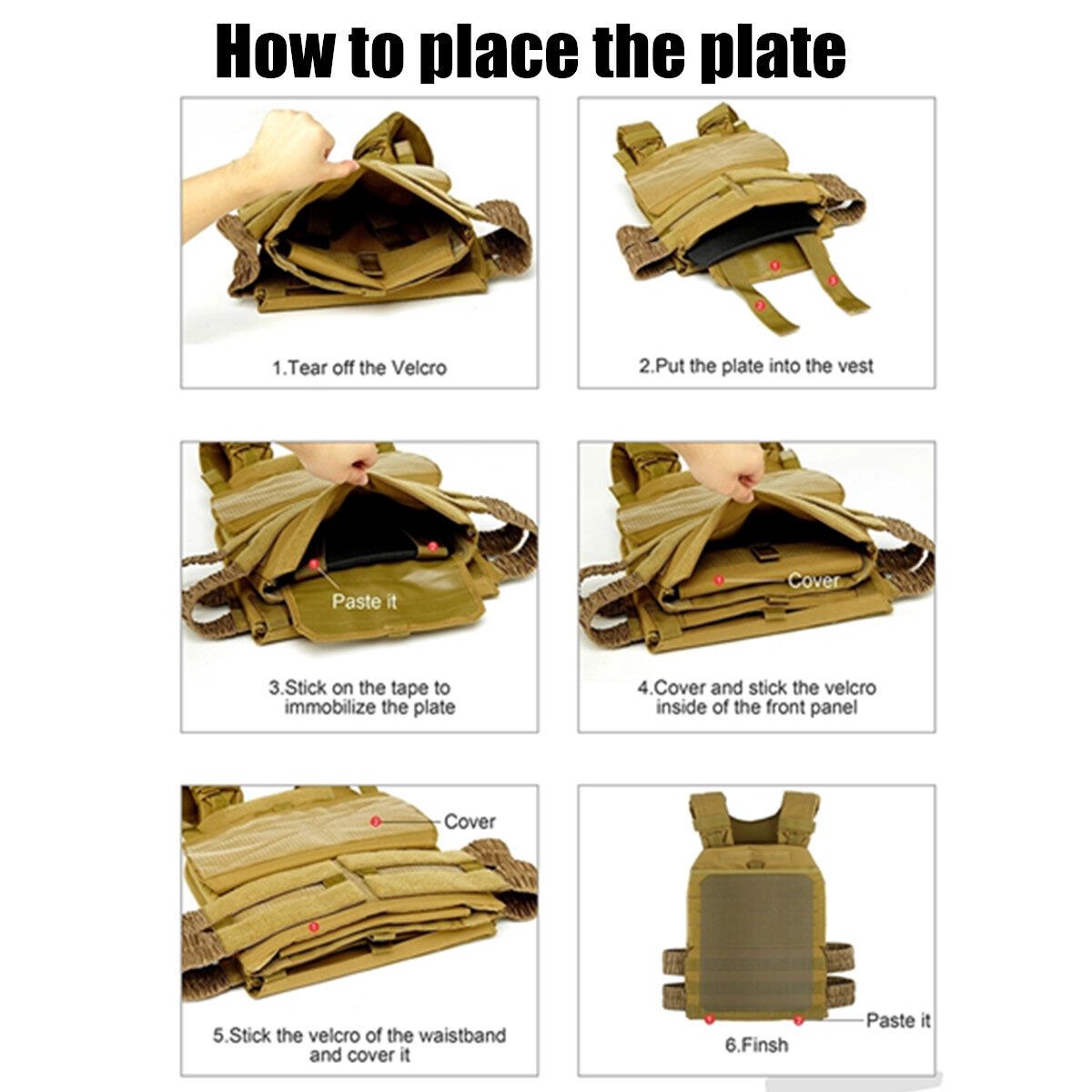 Weight Plate Carrier Adjustable Combat Crossfit Fitness Training 600D Khaki
