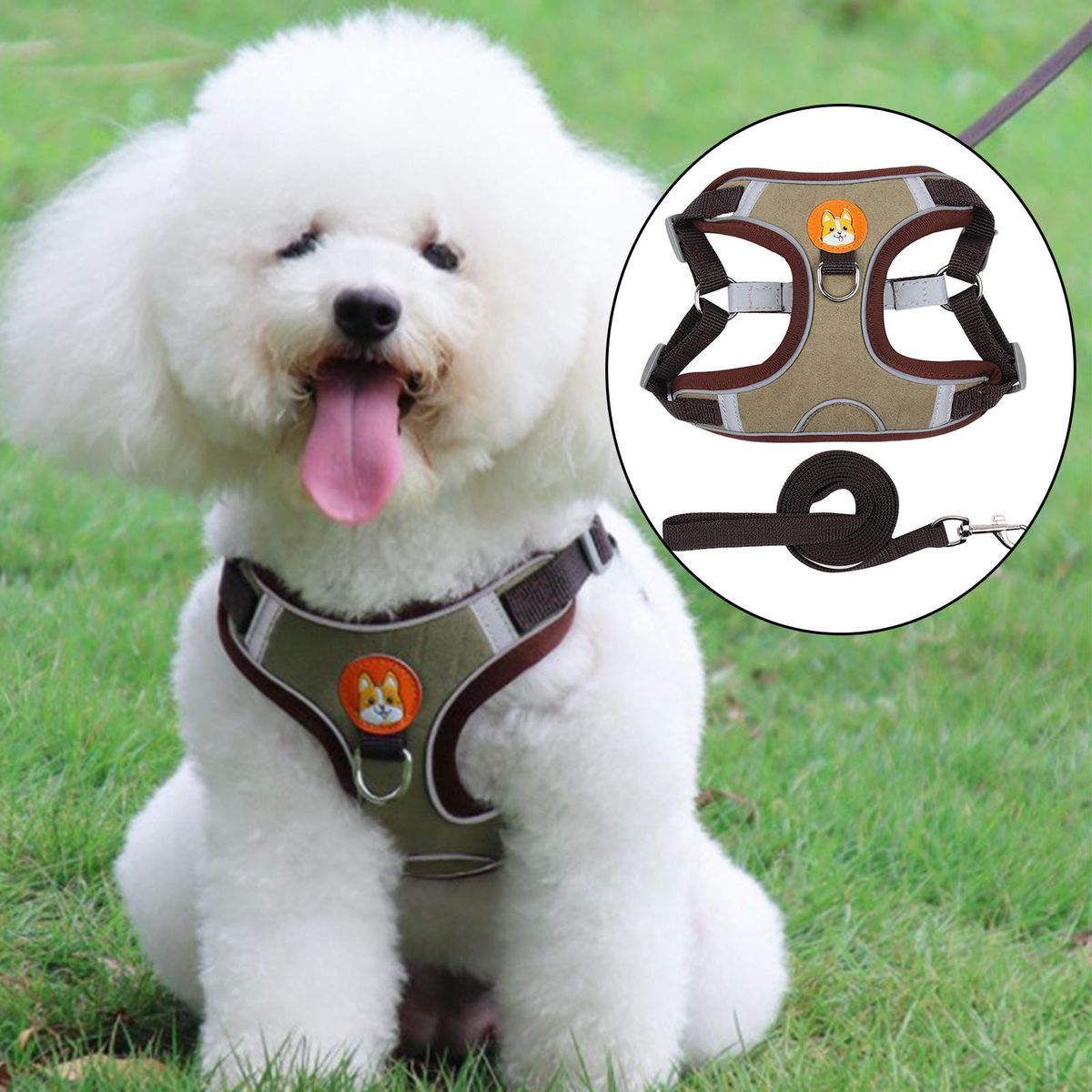 Dog Harness Leashs Set Soft Padded Adjustable For Puppy