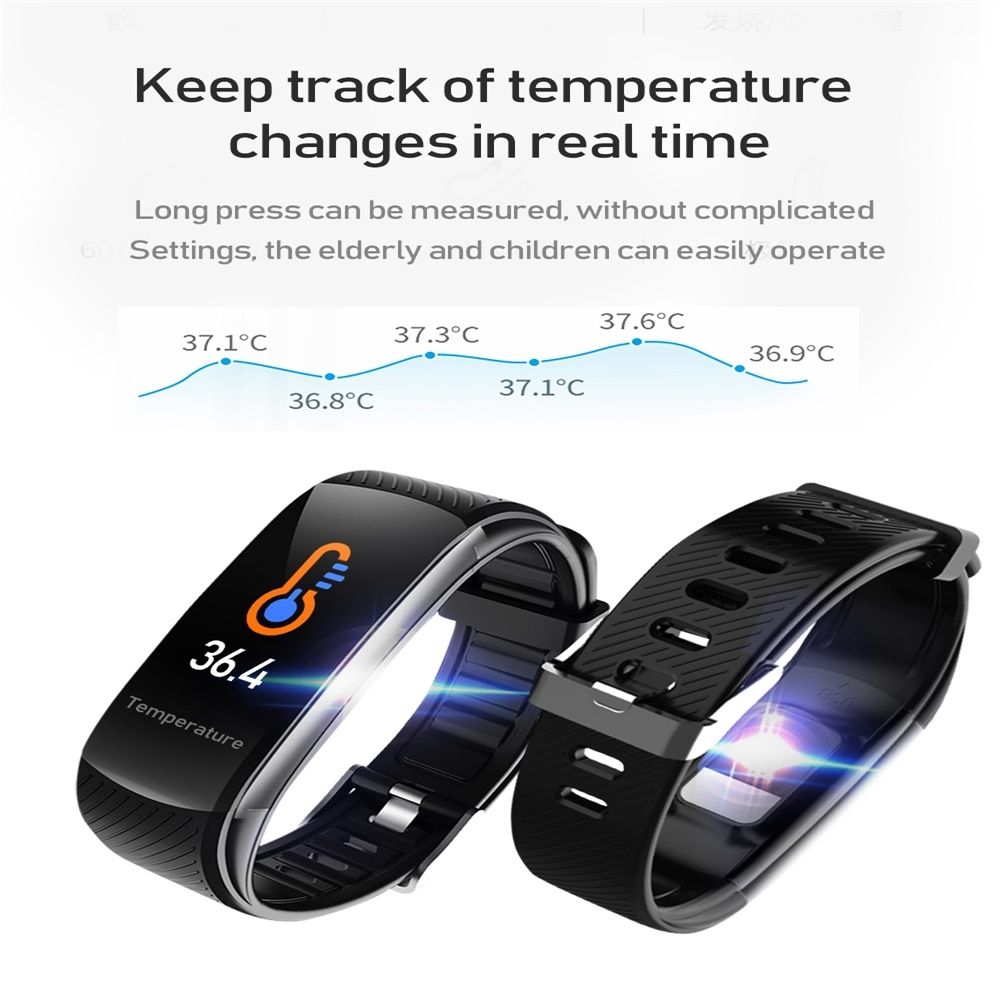 C6T 0.96inch Color Screen Smart Watch IP67 Waterproof,Support Temperature Monitoring/Heart Rate Monitoring/Blood Pressure Monitoring/Sleep Monitoring(Purple)
