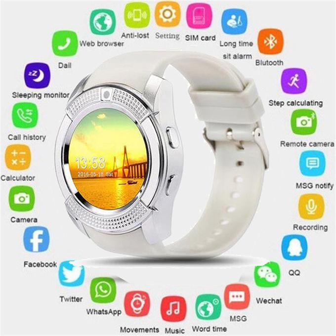 White V8 Smart Bluetooth Watch for iOS Android