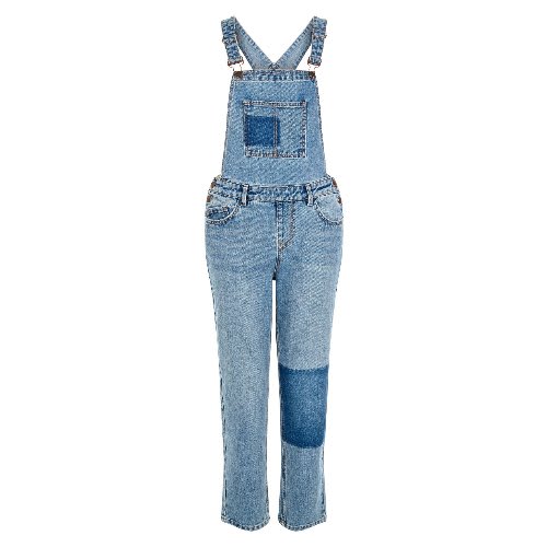 Blue Patchwork Denim Dunagrees