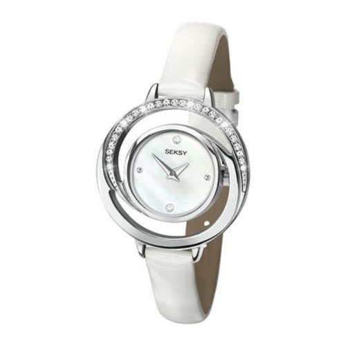 Ladies' White Mother Of Pearl Dial Real Leather Strap