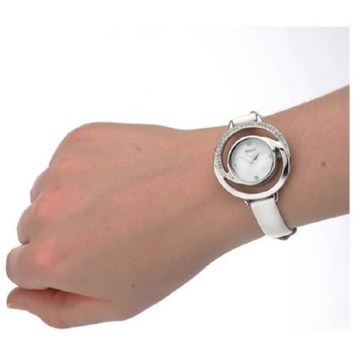 Ladies' White Mother Of Pearl Dial Real Leather Strap