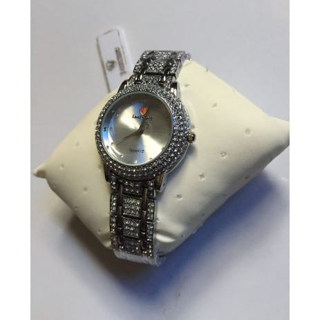 Women's Stylish Iced Stones Watch- Silver