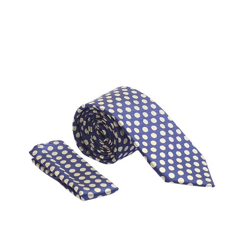 Vissioni Blue & Gold Dot Geometric Design Tie