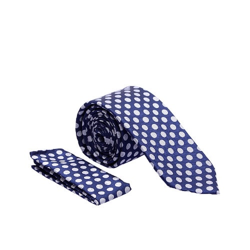 Vissioni Blue & White Dot Geometric Tie
