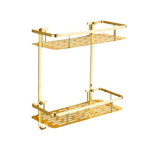 Double Layers Gold Wall Mounted Storage Shelf Rack