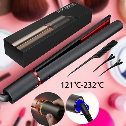 2-IN-1 250℉-450℉ Rotating Adjustable Hair Straighte US BLACK