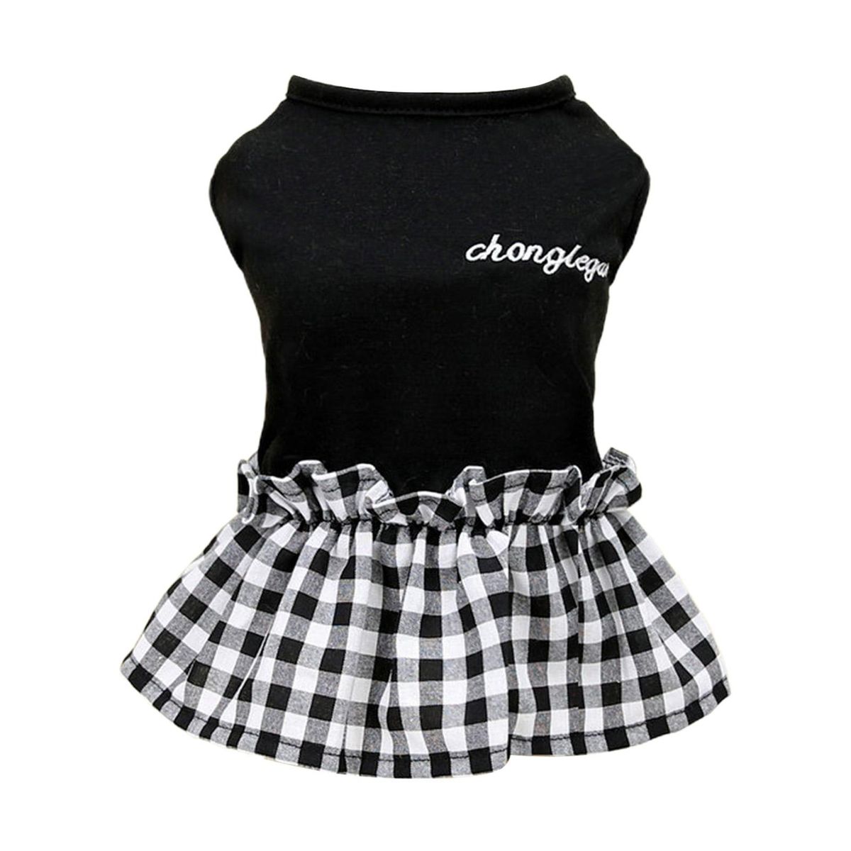 Pet Princess Dress Lattice Splicing Pet Dog Sleeveless Skirt Black