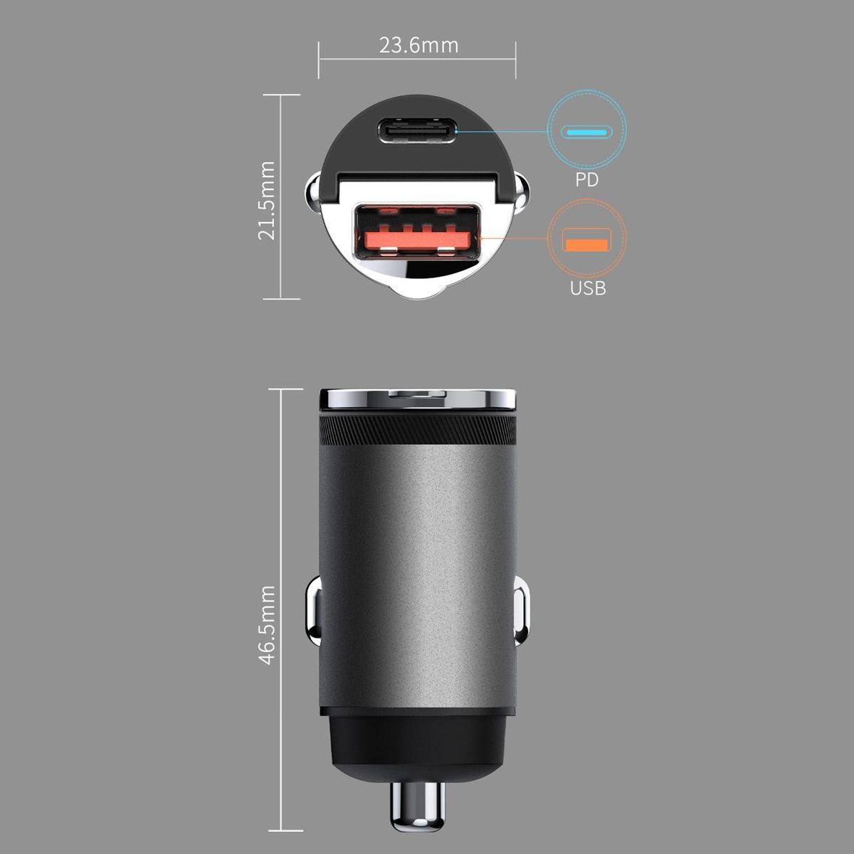 Super Fast 30w Mini Car Charger with Pdqc3.0 Easy Extract Pull Ring Black