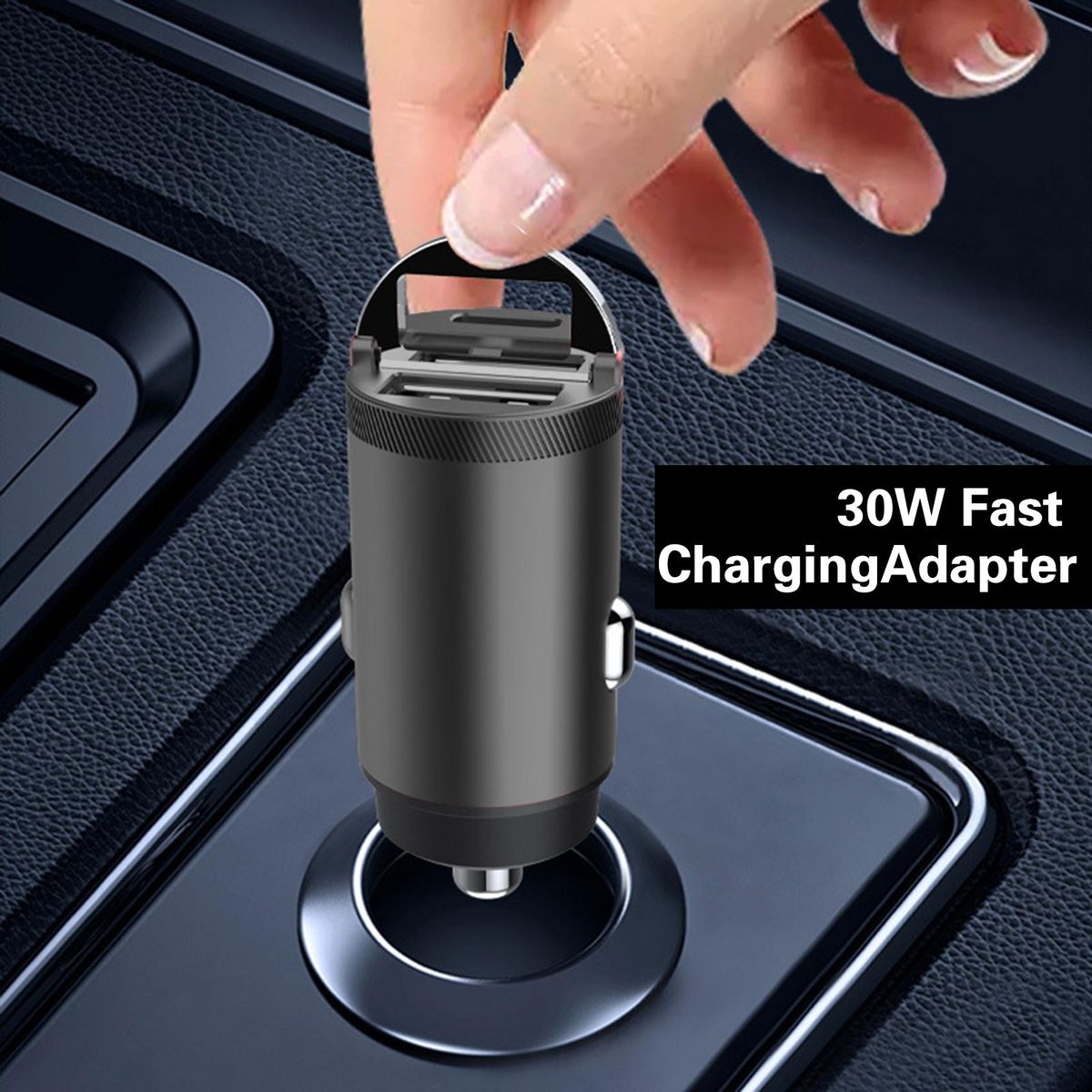 Super Fast 30w Mini Car Charger with Pdqc3.0 Easy Extract Pull Ring Black