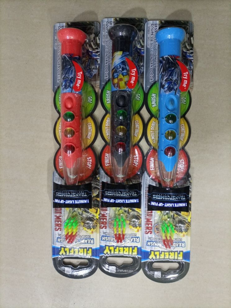 Transformers Ready Go Brush Light-Up Timer Battery Powered Toothbrush With Suction Cup